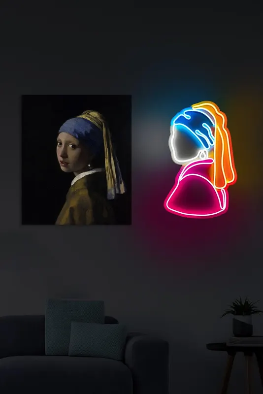 Lampa Neon Girl With A Pearl Earring Pinky, Multicolor - Multicolor