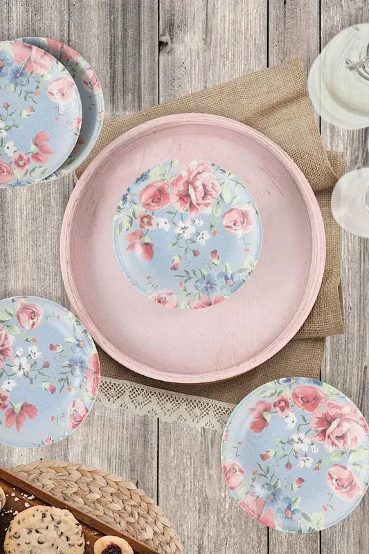 Set boluri Rose Blue Ring, 6 Piese, Albastru, 22x19x22 cm - Albastru