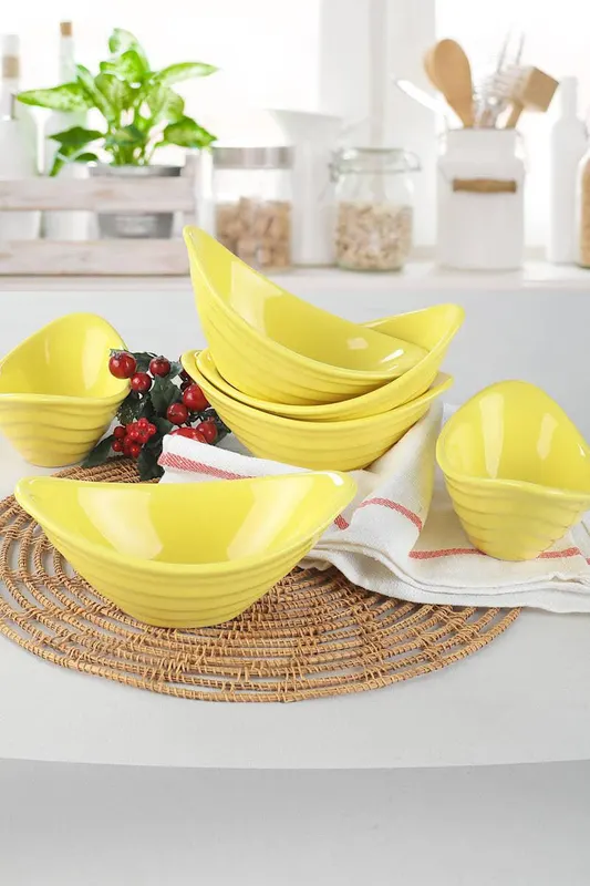 Set boluri Gondola 6 Piese, Galben, 40x18x21 cm - Galben