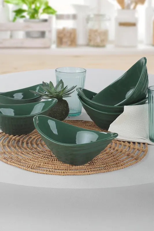 Set boluri Ruby, 6 Piese, Verde, 40x18x21 cm - Verde