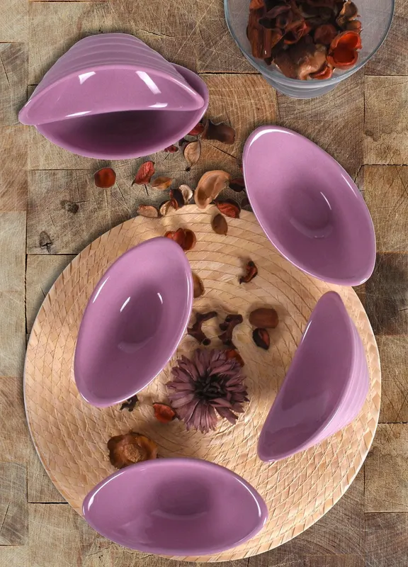 Set boluri ceramice, Violet, 12x3x16 cm - Multicolor