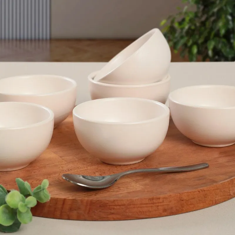 Set boluri ceramice, Alb, 8 cm - Alb
