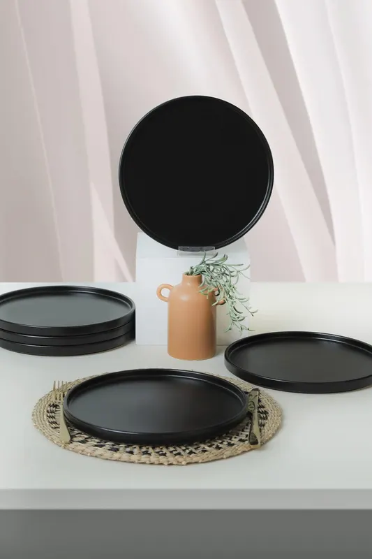 Set farfurii, Negru mat, 27 cm - Multicolor