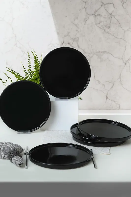 Set farfurii, Negru, 27 cm - Negru