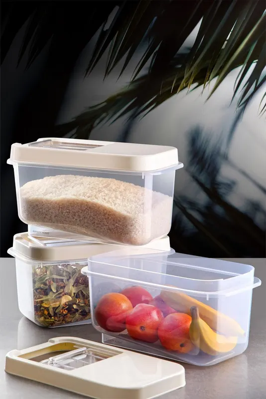 Set cutie de depozitare, Crem, 19x18x35 cm - Crem
