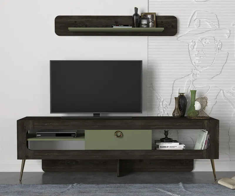 COMODA TV Done, Negru, 180x55x31 cm - Negru