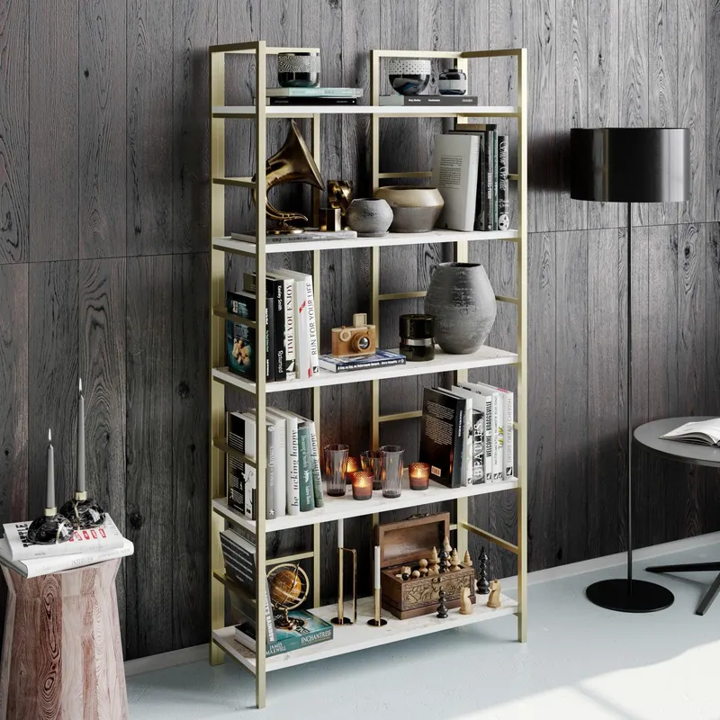 Biblioteca Tinleys - Gold, Aur, 34x180x90 cm - Auriu
