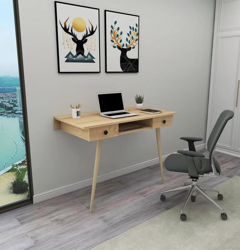 Birou Giulesti cu 2 Sertare, Oak, Stejar, 120 x 86 x 60 cm - Multicolor