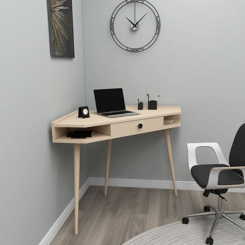 Birou Supra colt cu Sertar, 131 x 85 x 55 cm - Bej