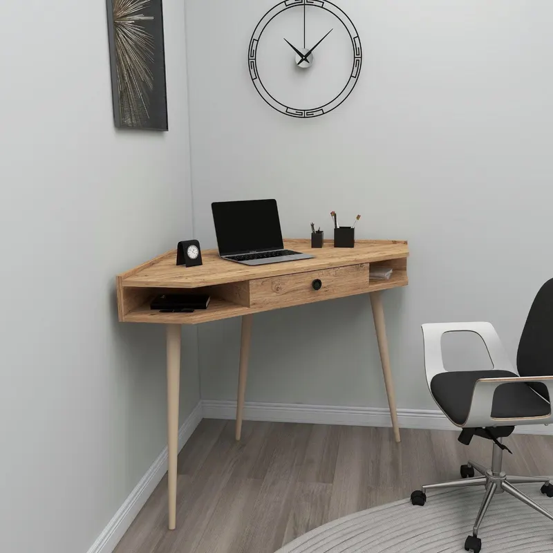 Birou Supra colt cu Sertar, 131 x 85 x 55 cm - Stejar