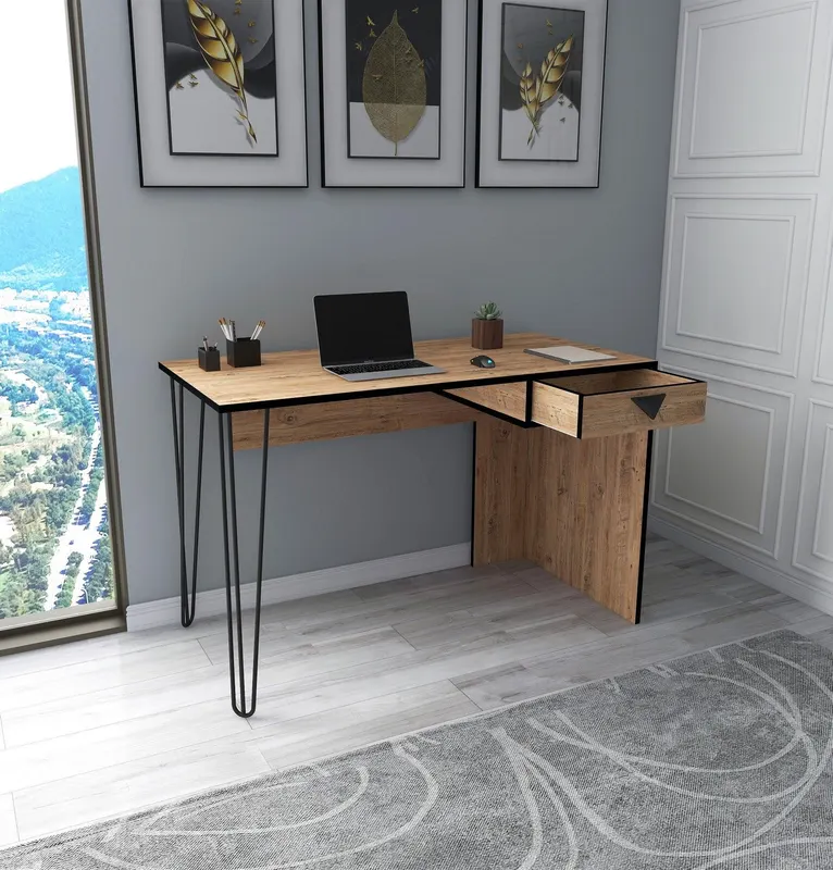 Birou Galaxy cu sertar, Stejar, 120 x 77 x 60 cm - Stejar