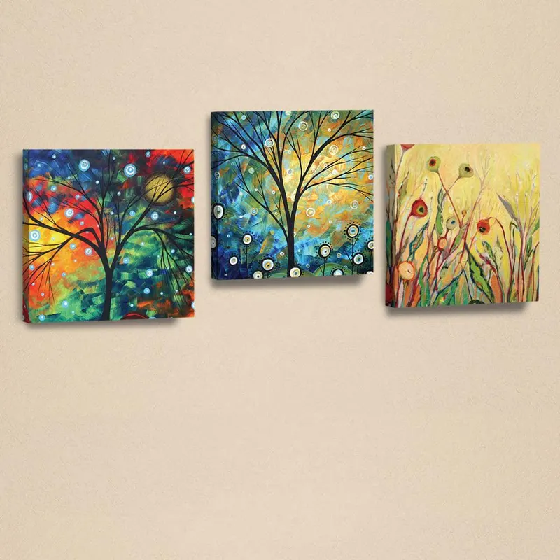 Tablou canvas cu aspect de piele (3 bucăți) Evila Originals, Galben, 34x33 cm - Galben