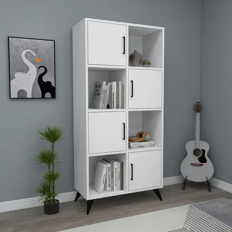 Biblioteca Namyel cu 4 Usi si 4 Rafturi,  72 x 155 x 35 cm - Alb