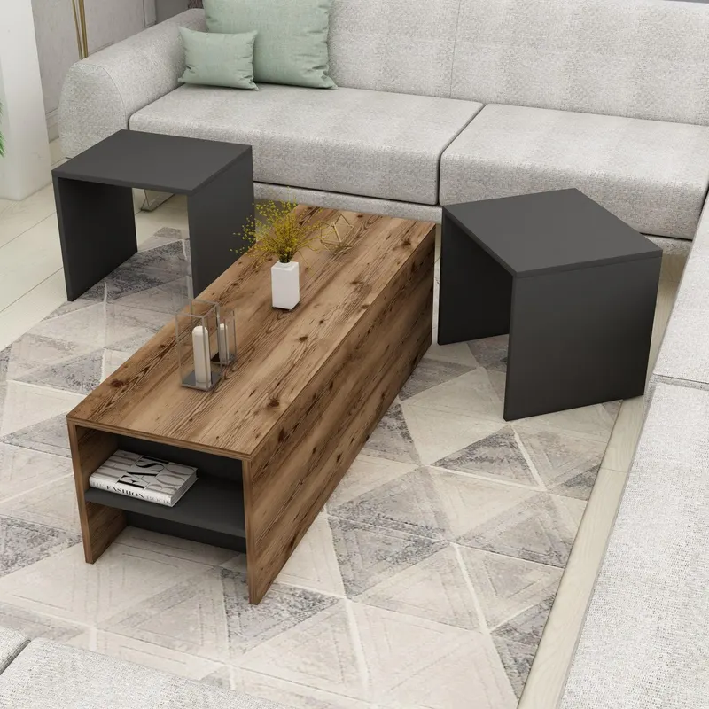 Masuta de cafea Mera Sufragerie, 3 piese, 120 x 42 x 45 cm - Nuc