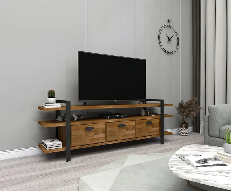 COMODA TV Lucca - Walnut, Nuc, 148x47x30 cm - Nuc