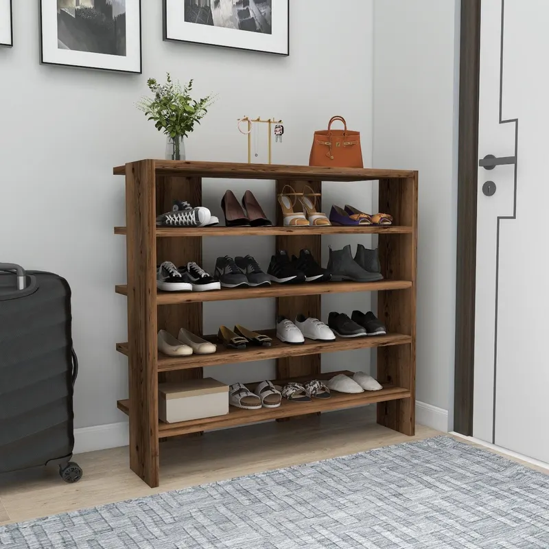 Pantofar Fuat, 4 Rafturi Larg, 16 - 20 Perechi,  76 x 72 x 32 cm - Nuc