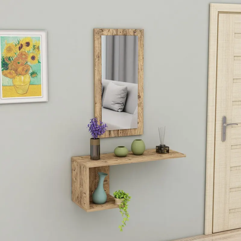 Bufet Hol cu Oglinda, 80 x 30 x 30 cm - Stejar