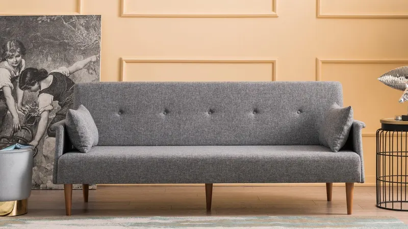 Canapea extensibila cu 3 Locuri Navan, Gri, 190 x 85 x 75 cm - Gri