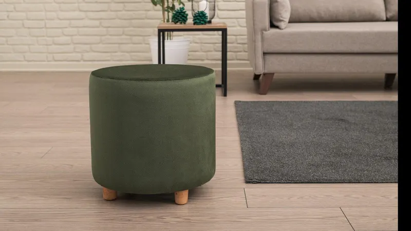 Taburet Begon, 40 x 40 cm, Alb, Albastru, Verde, Gri, Crem - Verde