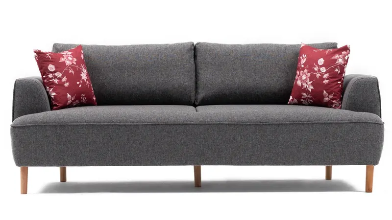 Canapea Fixa cu 3 Locuri Felix, 230 x 90 x 98 cm - Gri Inchis