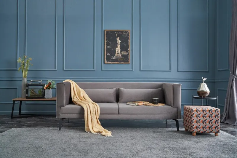 Canapea Fixa cu 3 Locuri Ardosa, 197 x 76 x 81 cm - Gri