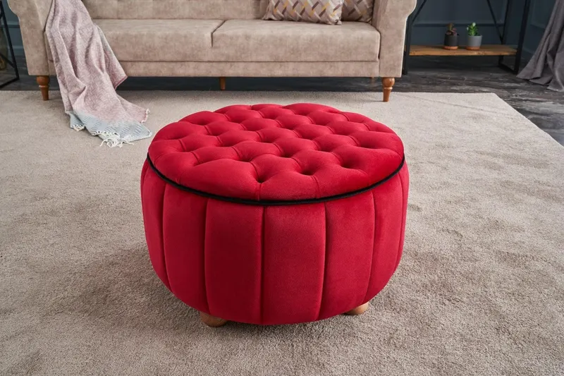 Puf Jasmin Puf - Red, Roșu, 65x42x65 cm - Roșu