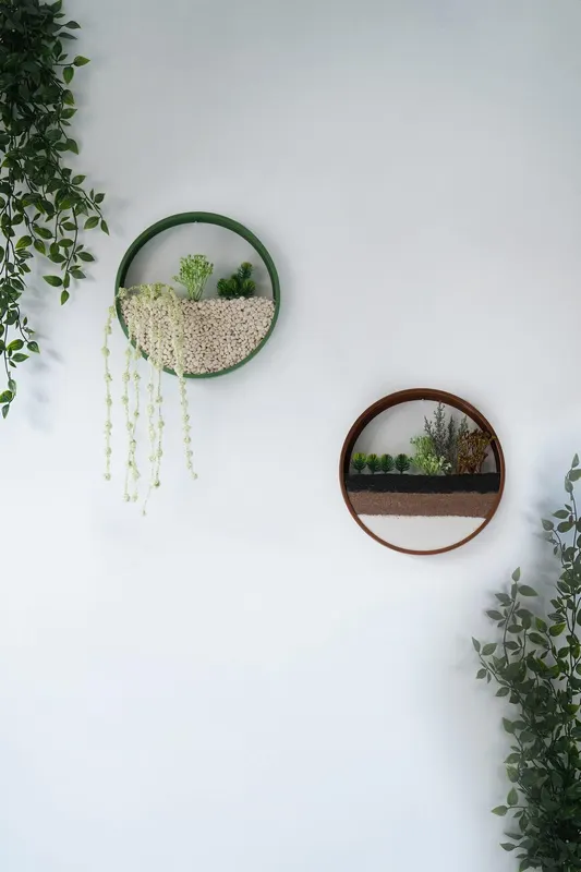 Decoratiune de perete Metal Green Panda, Verde, 25x5x25 cm, 2 bucati - Verde
