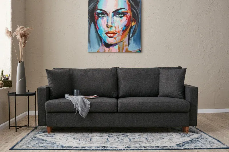Canapea extensibilă 3 locuri Memur, Diverse culori, 210x82x90 cm - Gri închis