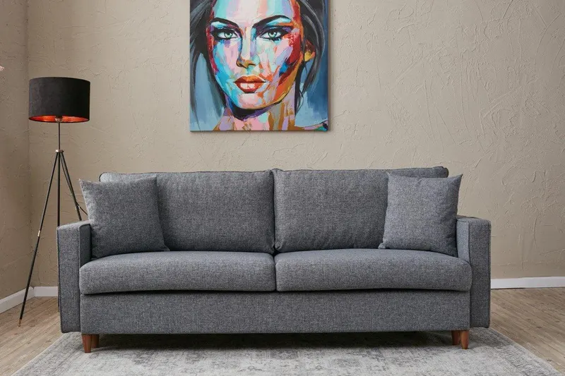 Canapea extensibilă 3 locuri Memur, Diverse culori, 210x82x90 cm - Gri deschis