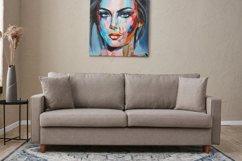 Canapea extensibilă 3 locuri Memur, Diverse culori, 210x82x90 cm - Crem