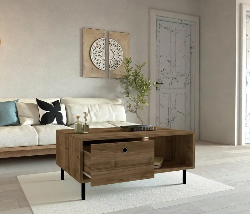 Masuta De Cafea Muslera cu Usa, 100 X 43 X 60 Cm - Nuc