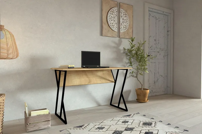 Birou Suzi cu Cadru Metal, 160 X 50 X 25 Cm - Stejar