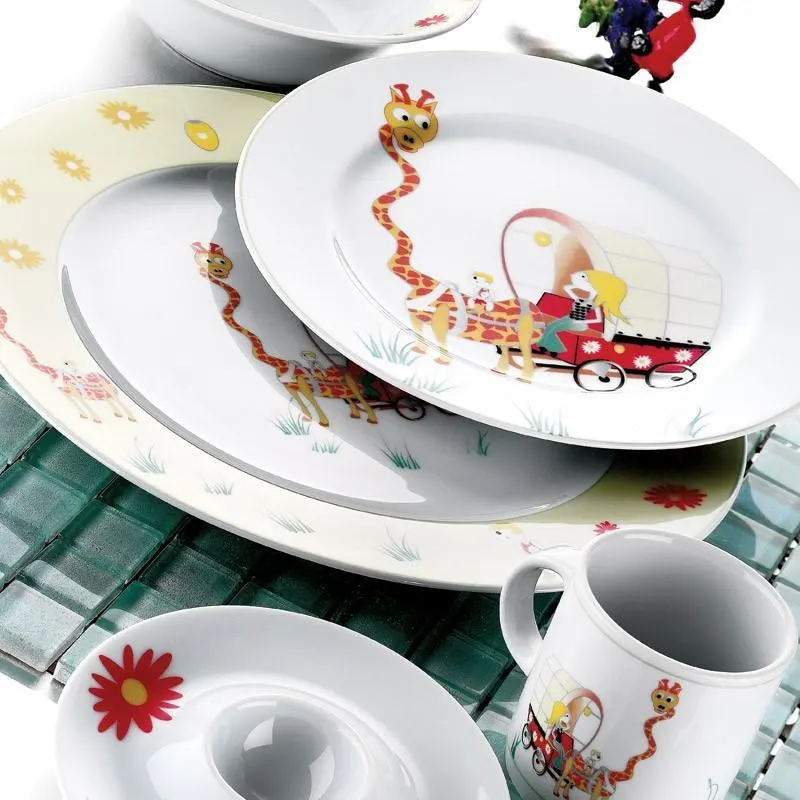 Serviciu de masa, 5 piese pentru micul dejun,  Portelan, Multicolor - Multicolor