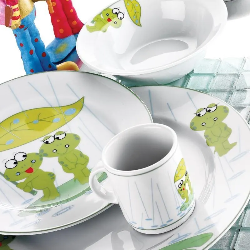 Serviciu de masa, 5 piese pentru micul dejun,  Portelan, Multicolor - Multicolor