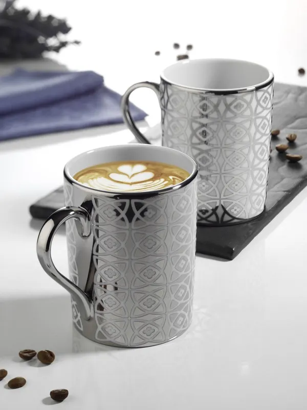 Set 2 cani,  100 ml, Portelan, Gri - Gri