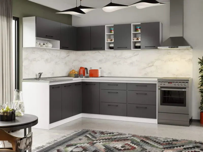 Set Mobila Bucatarie Colt Mina Grafit 180*220 Gri Antracit - C94 — imaginea 3