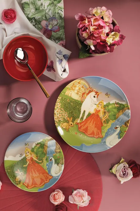Set Farfurii Copii 1 Persoana, Ceramica fina , Multicolor, 3 piese - Multicolor