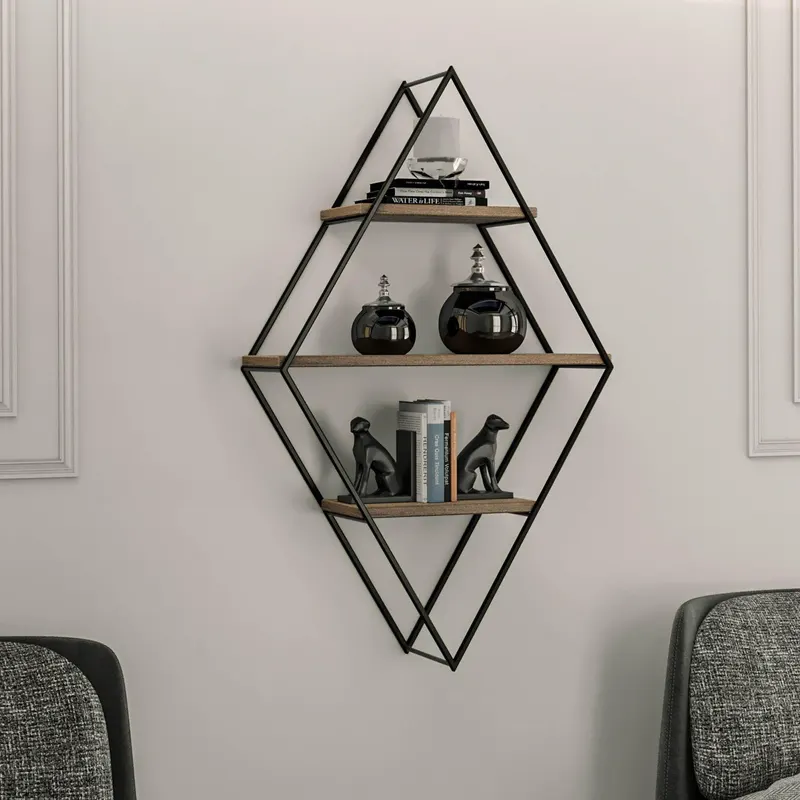Raft de perete Prizma, Nuc Negru, 60 x 100 x 21 cm - Negru