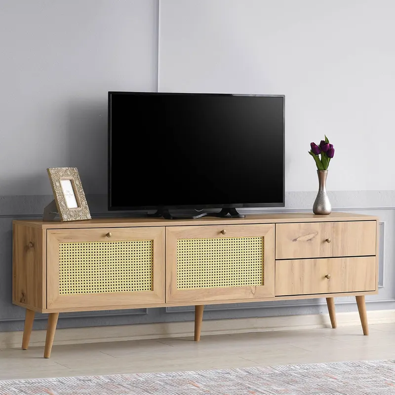Comoda Tv 2 usi si 2 sertare, Stejar, 180 x 60 x 40 cm - Stejar