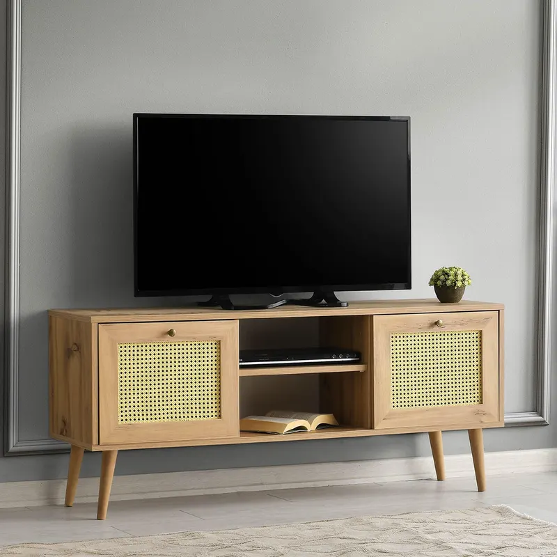 COMODA TV Letoon 140 cu 2 usi si rafturi, Stejar, 140 x 60 x 40 cm - Stejar