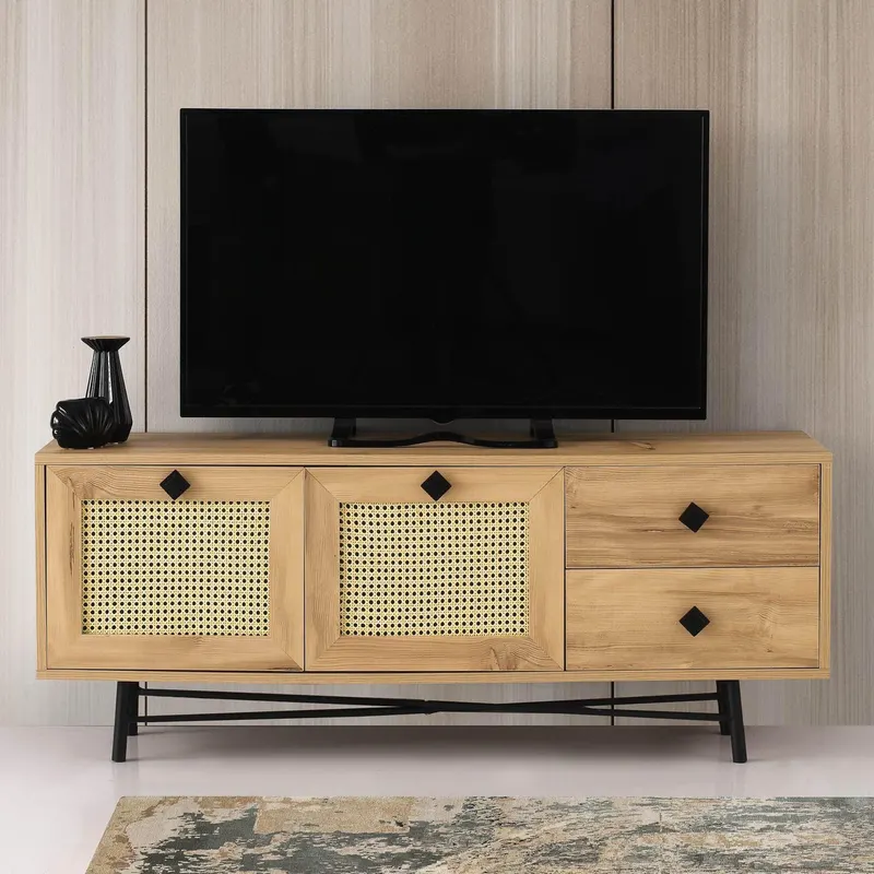 COMODA TV Hapsiyas 140 cu 2 sertare si 2 usi, Stejar, 140 x 60 x 40 cm - Stejar
