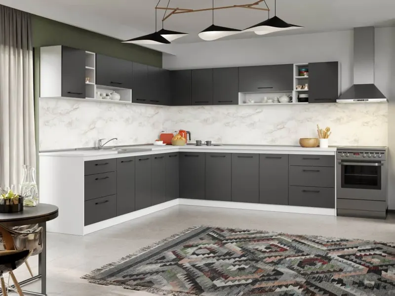 Set Mobila Bucatarie Colt Mina Grafit 280*280 Gri Antracit - C92 — imaginea 3
