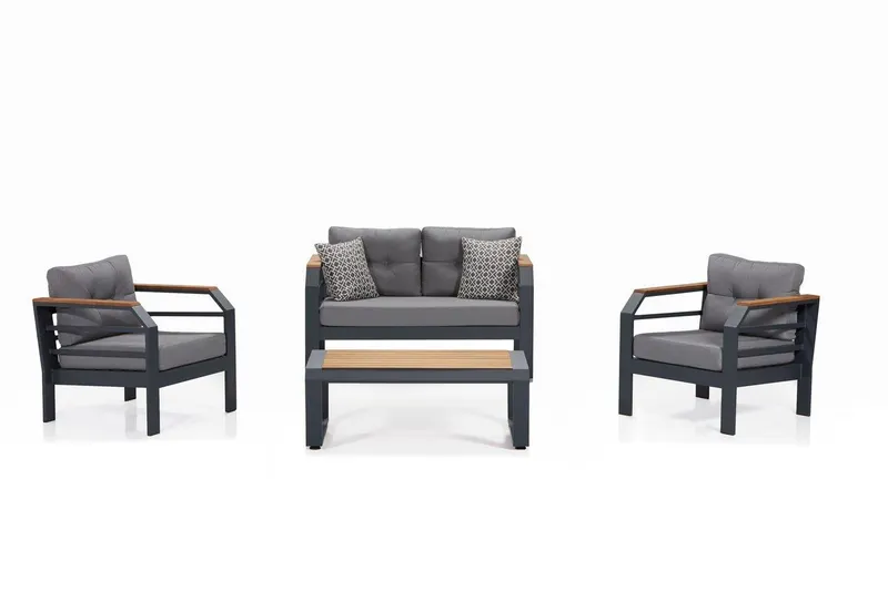 Garden Lounge Set Assento, Gri/Negru - Gri