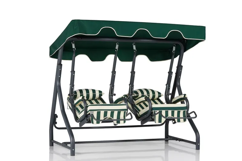 Balansoar de gradina cu 2 locuri Leagan Separat, Alb, Verde, Bej, 50x110x70 cm - Verde