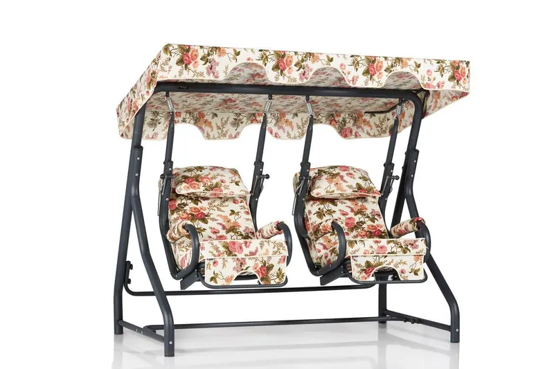 Balansoar de gradina cu 2 locuri Leagan Separat, Alb, Verde, Bej, 50x110x70 cm - Bej