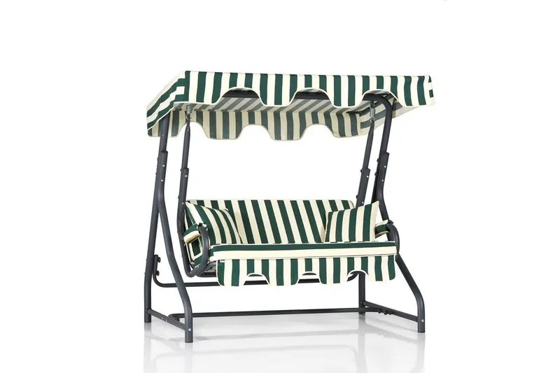 Balansoar de gradina cu 2 locuri Morus, Verde/Alb/Bej/Albastru , 170 x 165 x 110 - Verde