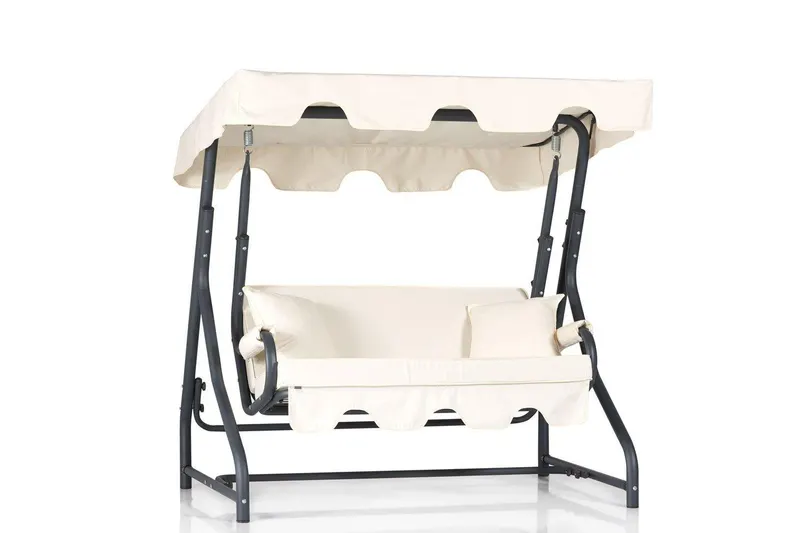 Balansoar de gradina cu 2 locuri Morus, Crem/Negru - Crem