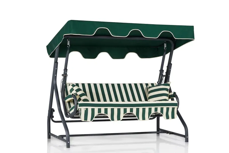 Balansoar de gradina cu 3 locuri Kayikci Extensibila, Verde, 160x110x50 cm - Verde