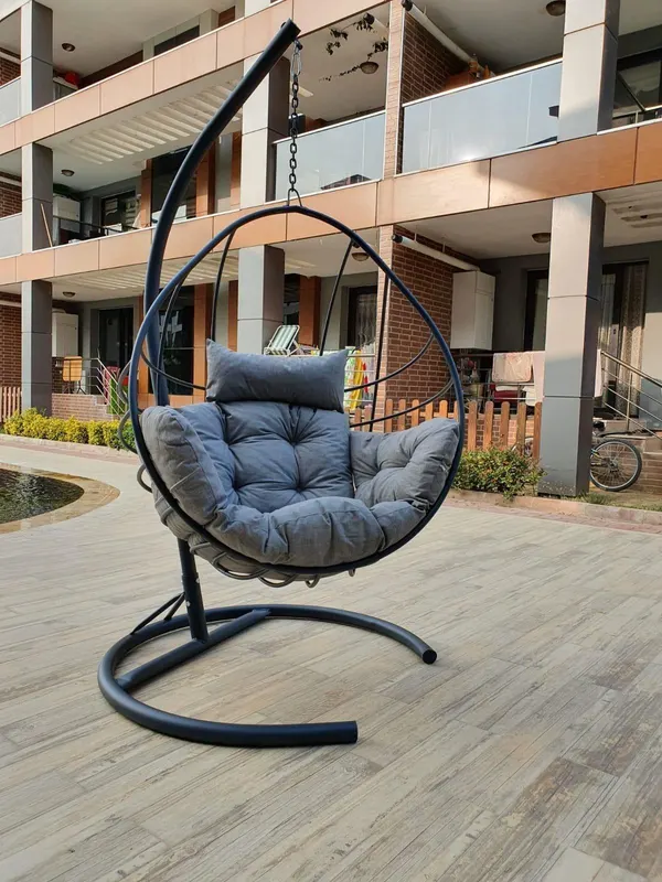 Balansoar de gradina Portland, Gri Crem, 120 x 215 x 60 cm - Gri