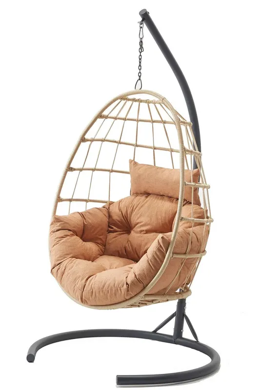 Balansoar de Gradina cu un singur loc Tavus, Maro - Bej, 120 x 214 x 120 cm - Crem